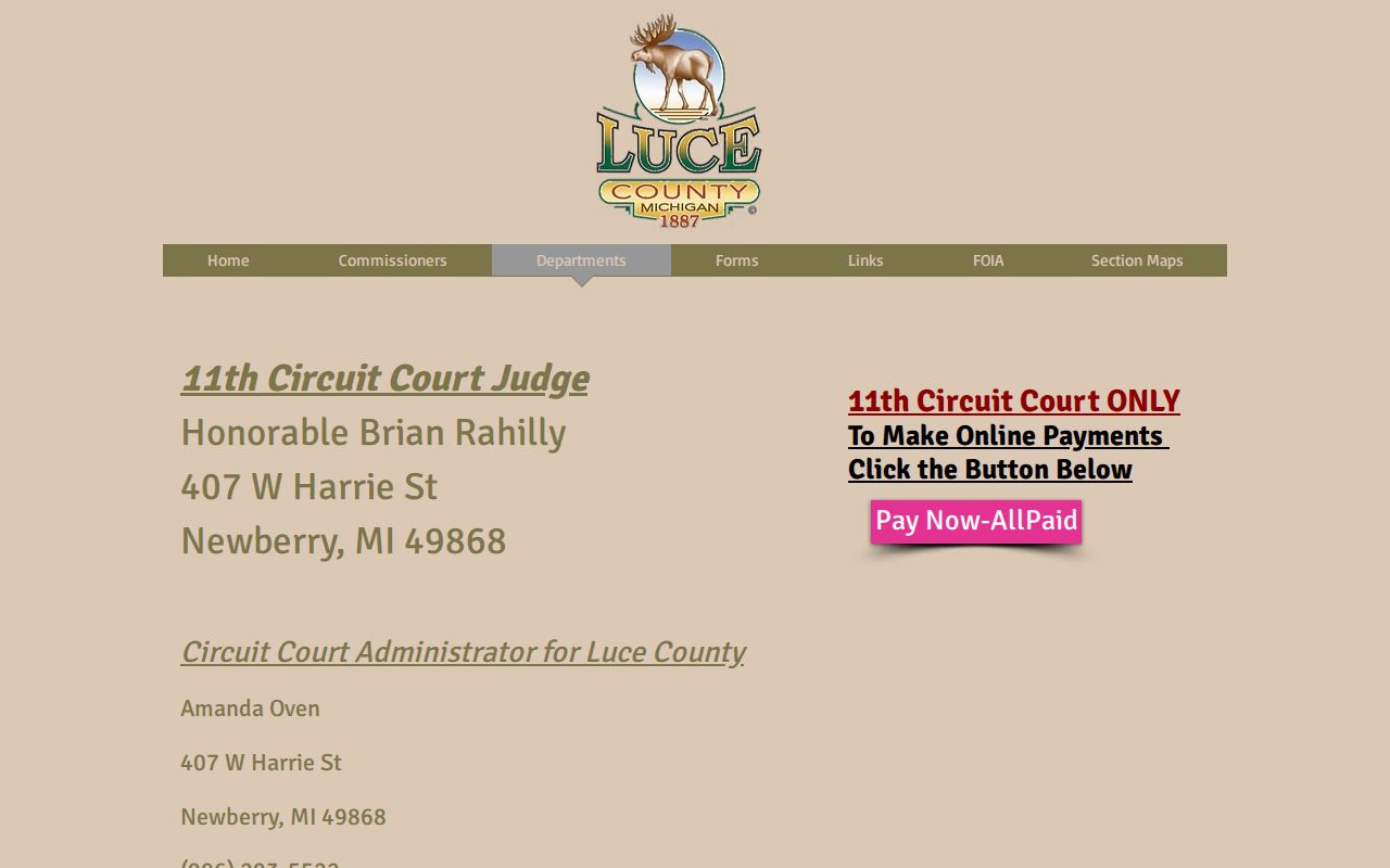 Luce County civil court docket clerk contact reference